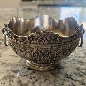 Vintage Ds Co. Silver Plated Bowl with Swing Handles, Serving Bowl, Trinket Dish